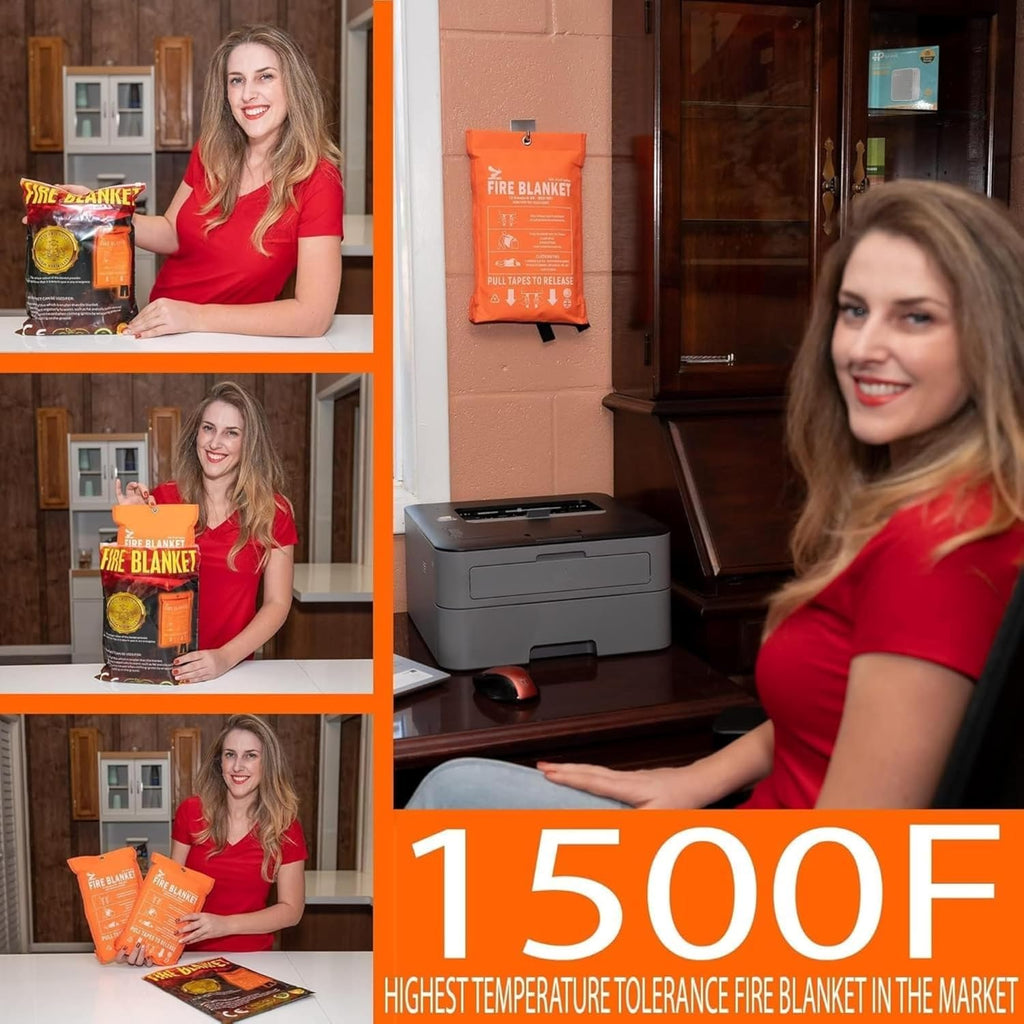 Supa Ant Fire Blanket - 1500°F CE Certified Emergency Fire Safety Solution | 500GSM Fiberglass - 2 Pack (40x40 Inches)