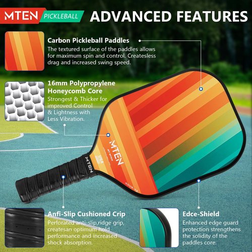 Pickleball Paddles, Carbon Fiber Pickleball Paddle, Corfortable Grip, USAPA Approved, Pickleball Smooth Surface Paddles, 16mm Paddle for Beginners