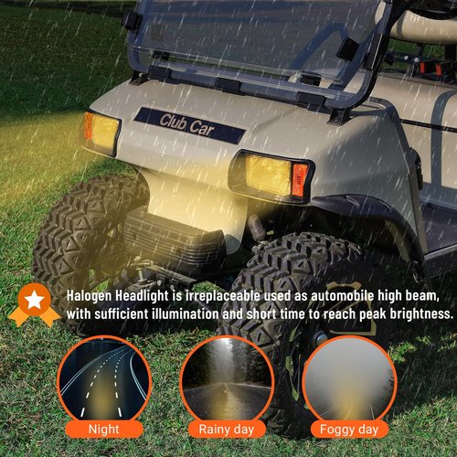 Drive-up Golf Cart Headlights, Halogen Headlights Factory Style for Club Car DS 1993-Up Models Replace OEM 101988002 101988001