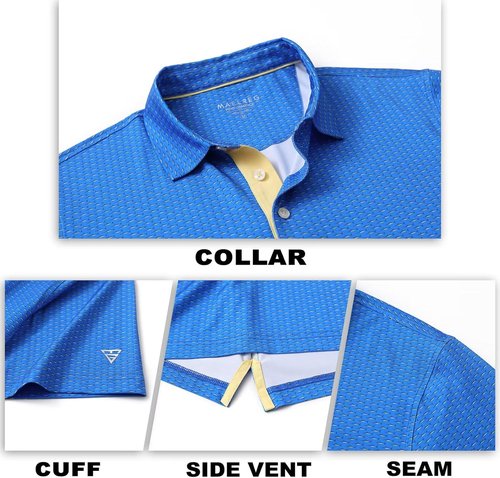 M MAELREG Men's Golf Shirt - Short Sleeve Dry Fit Polo | Moisture-Wicking Performance Patterns