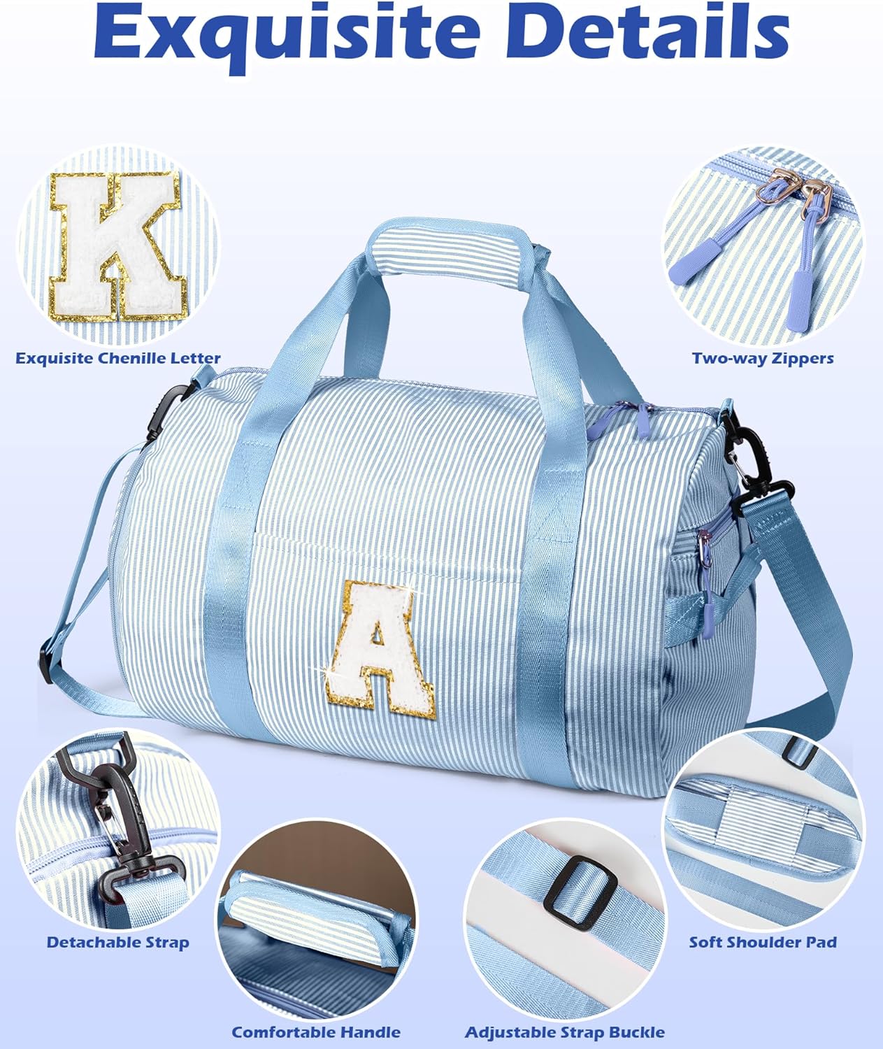 Skiennix Girls Travel Duffle Bag - Customized Overnight Bag with Shoe Compartment & Makeup Pouch | Perfect Birthday Gift for 9-Year-Old (Letter G)