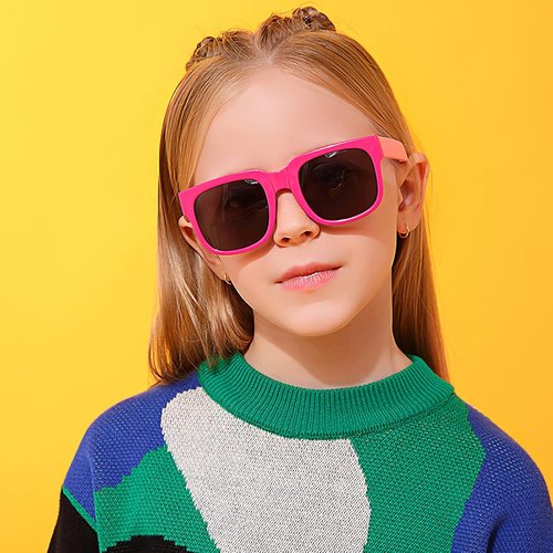 4 Pack Kids Sunglasses, Foldable Toddler Sunglasses Age 2-4 6-8 10-12 Boys Girls, Cute Sun Glasses for Kids(Rectangle)