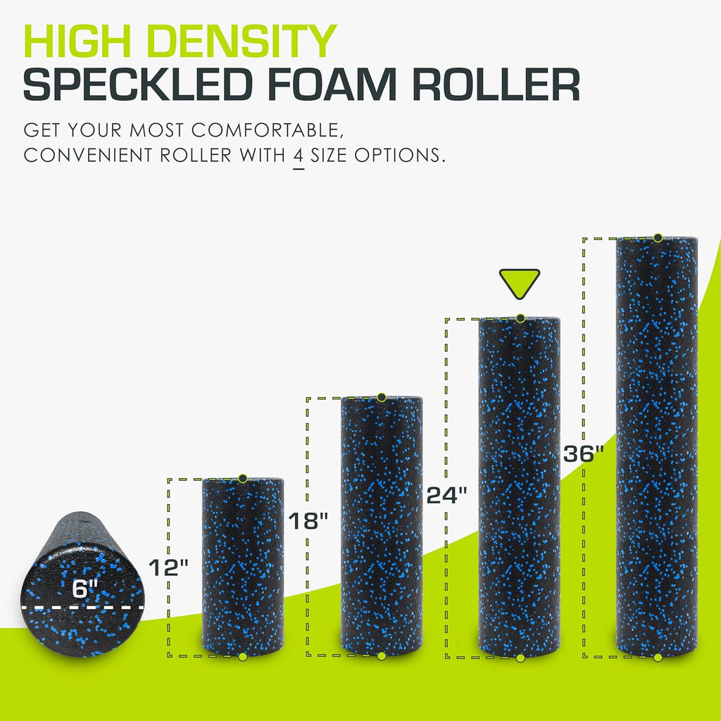ProsourceFit Foam Roller - 24-Inch Firm Massage Tool for Back Stretching & Muscle Recovery | Black/Blue