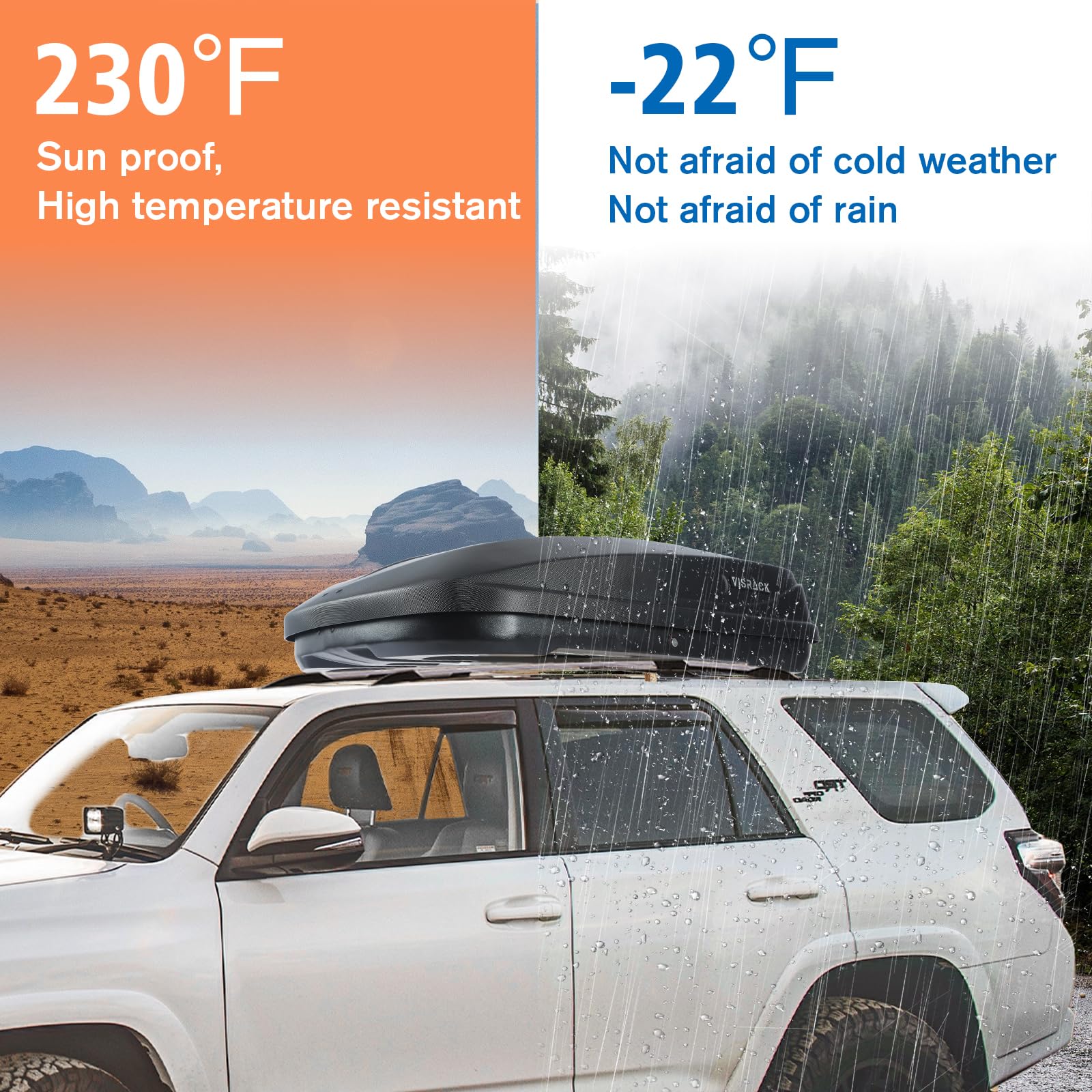 QUAWIP Rooftop Cargo Box,Rooftop Cargo Carrier Hard Shell with Security Keys, Waterproof Heavy Duty Roof Cargo Box, 56 (L) x 30 (W) x 15(H) Inches 13 Cubic Feet (Tool-Free Install) 3D Diamond Black