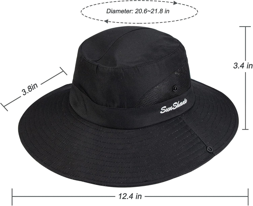 Skiennix Women's UV Protection Wide-Brim Sun Hat - Foldable Beach & Fishing Hat with Ponytail Hole