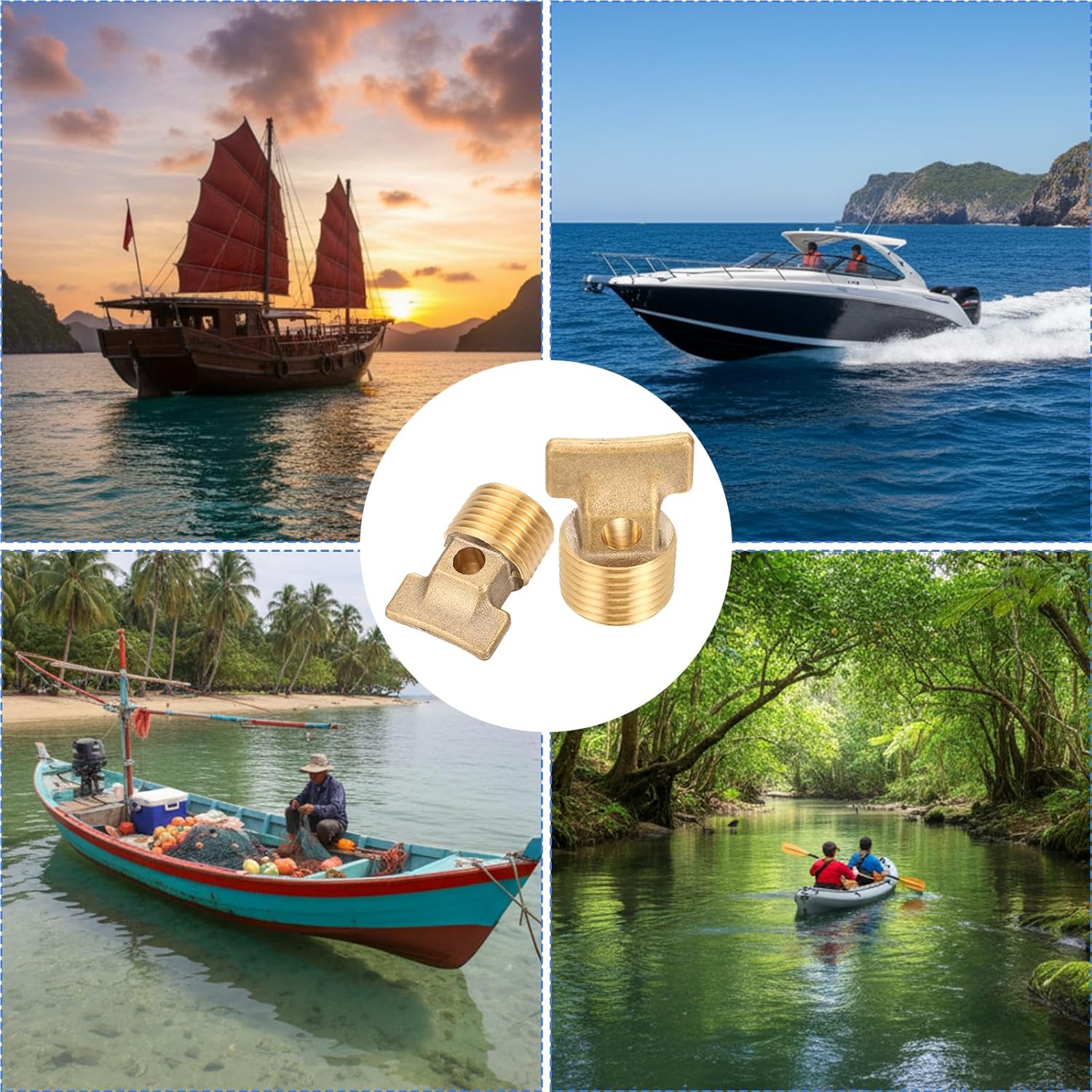 Skiennix 4 Pcs Solid Brass Boat Drain Plugs - 1/2" NPT Garboard Plug for Hulls | Durable & Reliable