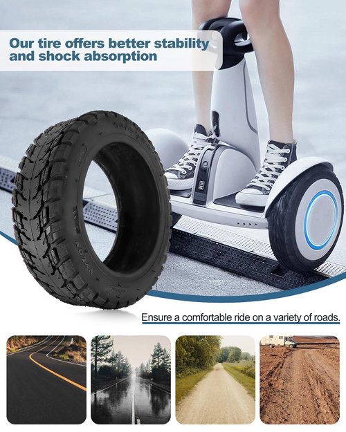 RidTianTek 11 inch 70/80-6.5 Tubeless Rubber Tire for Segway Ninebot S-Plus Smart Self-Balancing Scooter Accessories, Hoverboard Heavy Duty Tire Explosion-proof Replacement, NOT for Ninebot S (2 PCs)