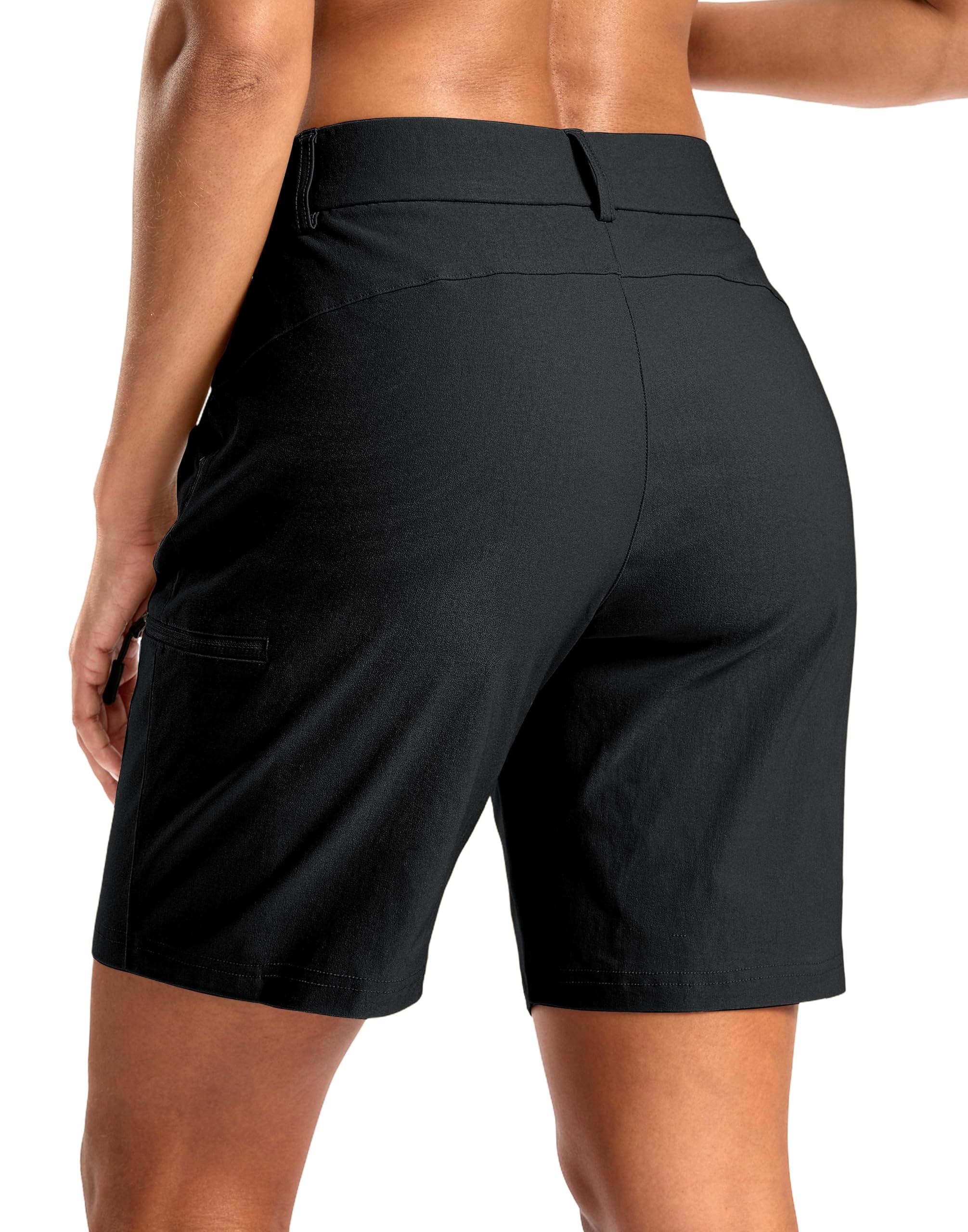 G Gradual Women's 7" Hiking Cargo Shorts Quick Dry Lightweight Golf Outdoor Work Summer Travel Shorts with Pockets(Black,L)