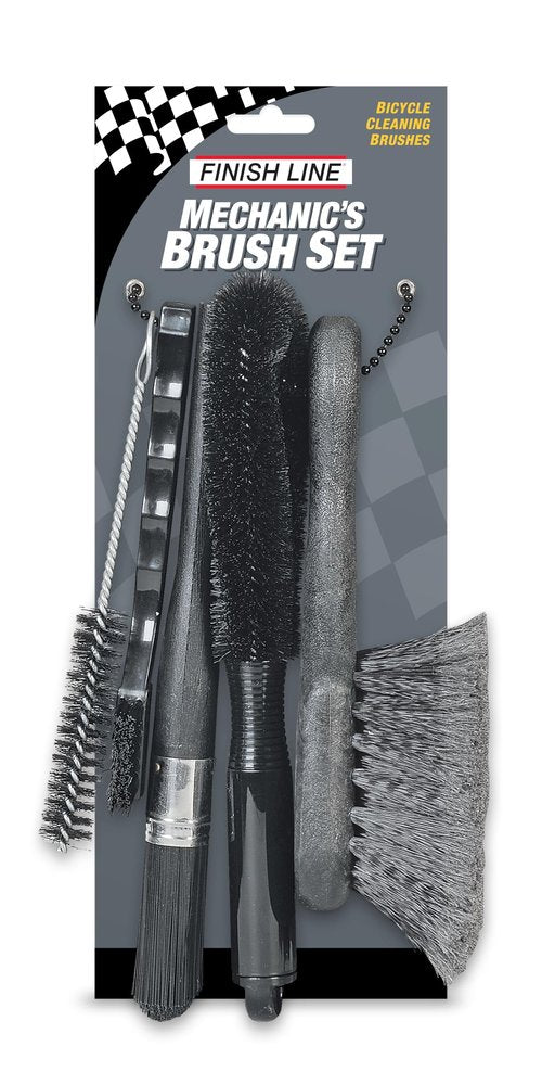 Finish Line Easy-Pro 5 Piece Mechanic’s Bicycle Cleaning Brush Set – Professional-Grade Kit with Chain Keeper, Durable Multi-Surface Brushes