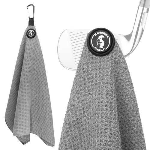 Eunzel Magnetic Golf Towel, Microfiber Waffle Golf Towel with Clip and Strength Industrial Strength Magnet for Strong Hold to Golf Bags, Carts and Clubs 15.7"x 23.6",Dark Grey