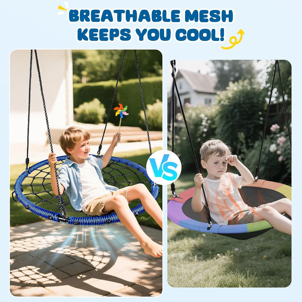 Trekassy 40" Spider Web Saucer Tree Swing - 750lbs Capacity, Durable Steel Frame, Blue Color