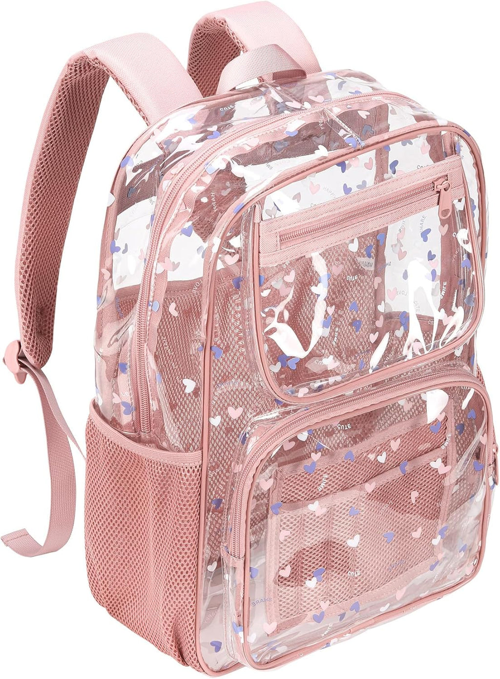 Skiennix Heavy-Duty Clear Backpack - Durable See-Through Bookbag in Pink | Ideal for School
