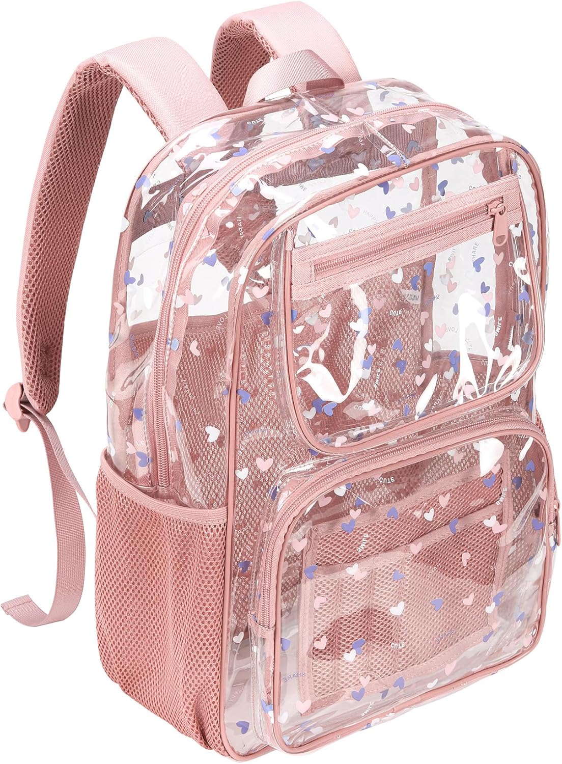 Skiennix Heavy-Duty Clear Backpack - Durable See-Through Bookbag in Pink | Ideal for School
