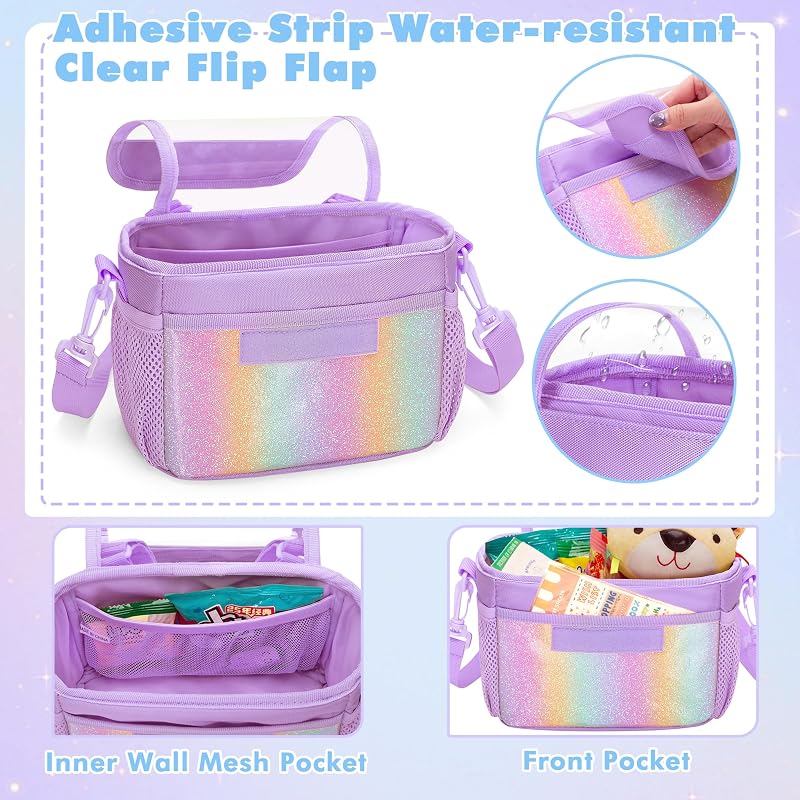 Kids Bike Basket Front Bag Purple - Water-Resistant 420D Nylon, Quick-Install