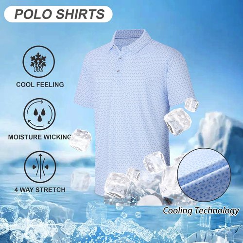 Esabel.C Golf Shirts for Men - Moisture-Wicking Dry Fit Short Sleeve Collared Shirt