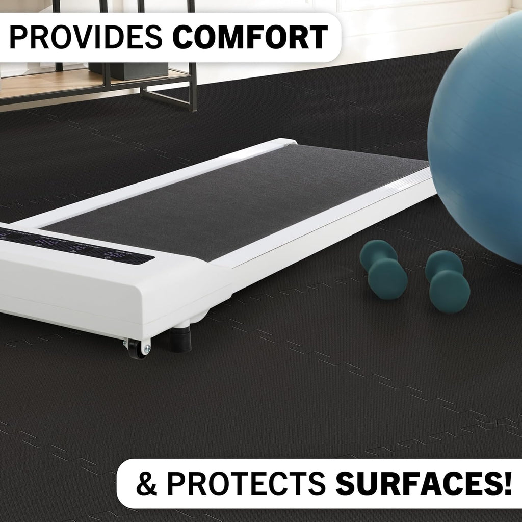 Stalwart EVA Foam Mat Tiles - 16 SQ FT Interlocking Padding for Garage, Playroom & Gym - Black Workout & Baby Playmat