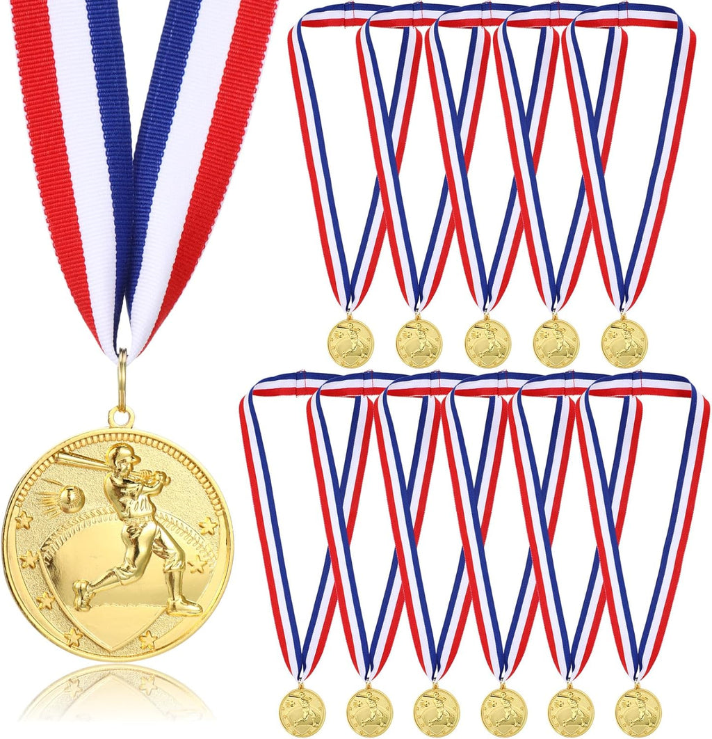 Quelay Gold Award Medals - 2 Inch 1st Place Metal Winner Medals with Neck Ribbons for Competitions