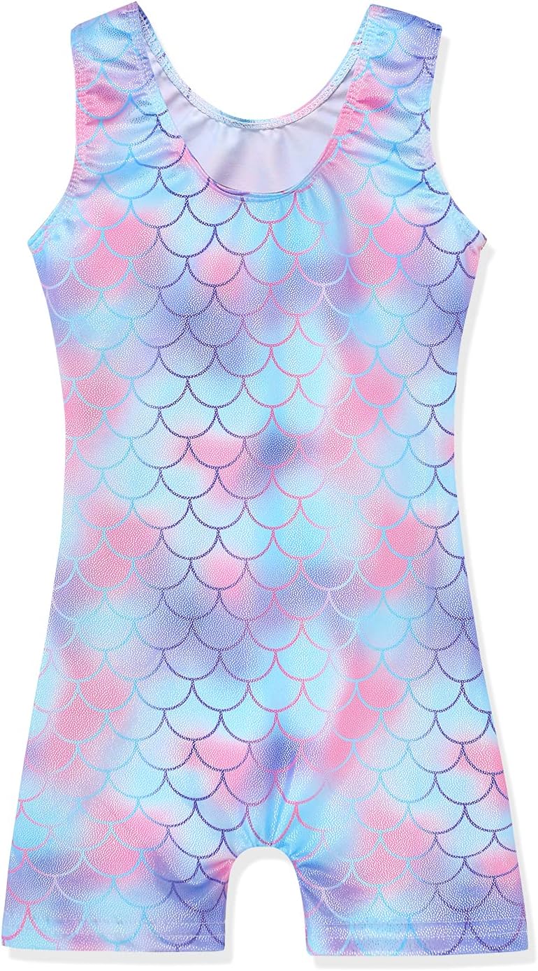 Skiennix Leotards for Girls | Shiny Mermaid Unicorn Design | Toddler Gymnastics & Dance Wear