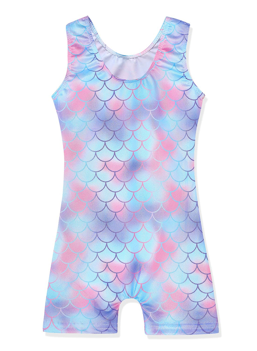 Belovance Leotards for Girls Gymnastics Dance Outfit size 7 8 Toddler Kid Athletic Dance Wear Shiny Pink Blue Mermaid Biketard (Pink Blue Mermaid, 9-10 Years)