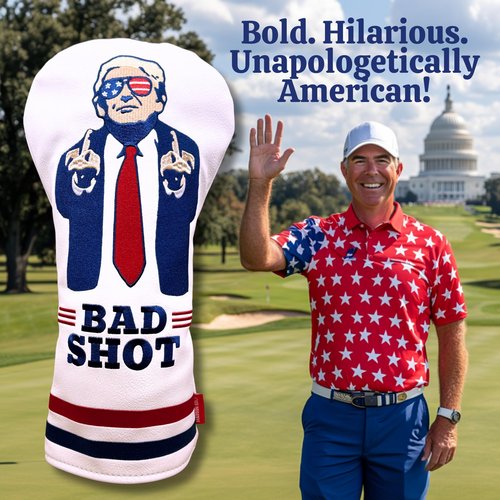 The Original USA Funny Golf Head Covers Trump Bad Shot Driver Fairway Wood Putter Headcover w/Madson Golf Cart Magnet securing Golf Head Cover Donald Trump Merchandise Dad Gifts for Birthday (Driver)