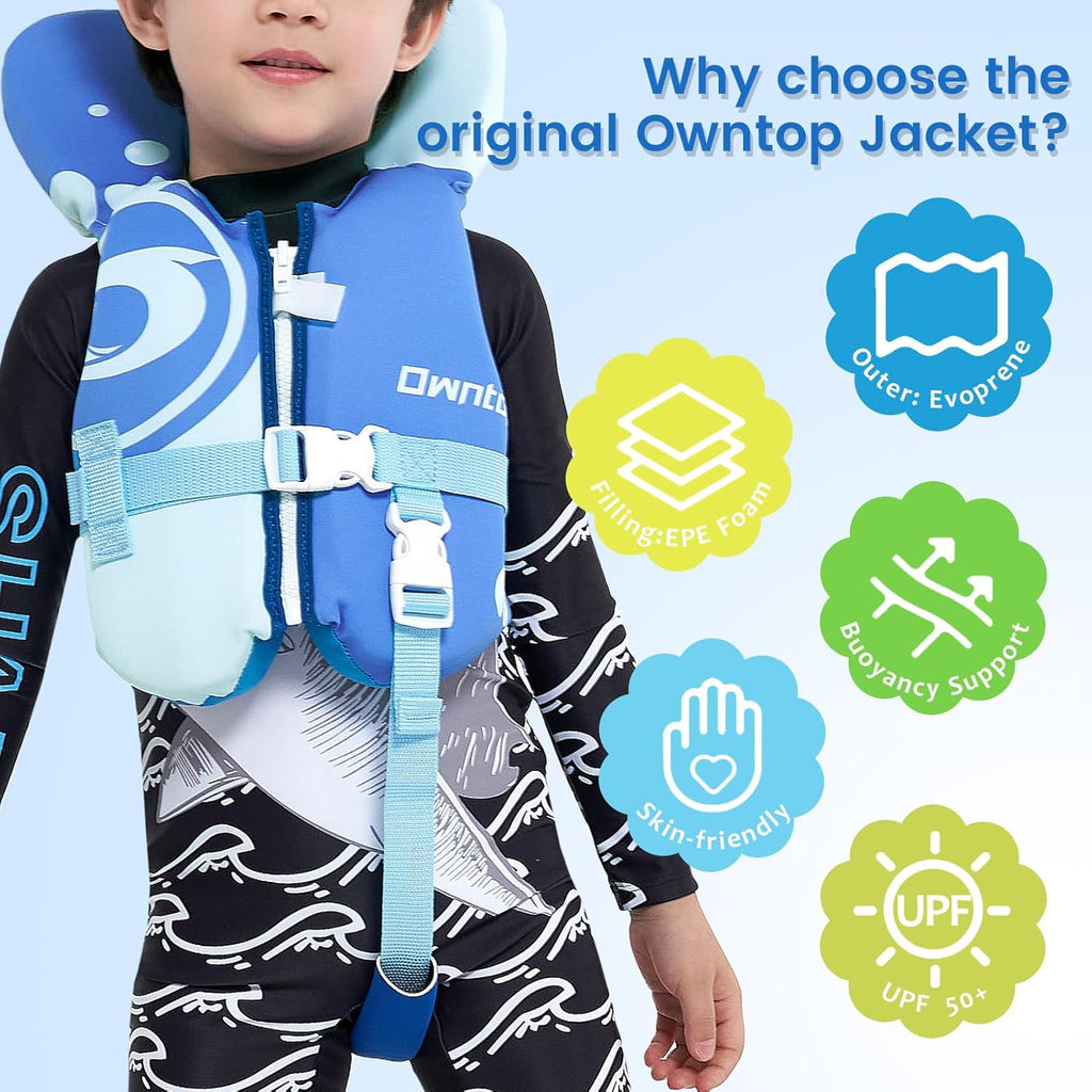Owntop Toddler Swim Vest | Kids Float Jacket with Adjustable Safety Straps | For Ages 1-6, 20-50 lbs