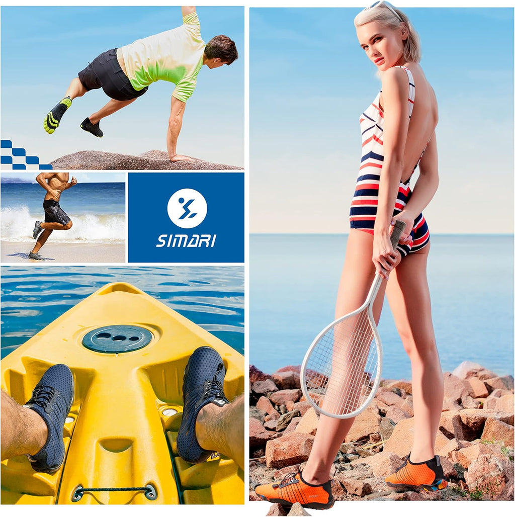 SIMARI Water Shoes - Quick-Dry Barefoot Aqua Socks for Men & Women | Lightweight Non-Slip Swim Shoes