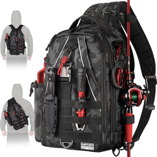 Ghosthorn Fishing Backpack | Lightweight Tackle Sling Bag with Rod Holder - Ideal Fly Fishing Gift for Men & Women
