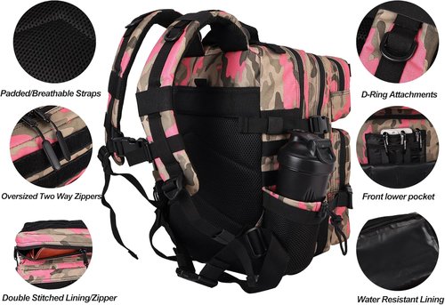LHI Tactical Military Backpack - Versatile 25L/35L Assault Pack with Bottle Holder for Men & Women