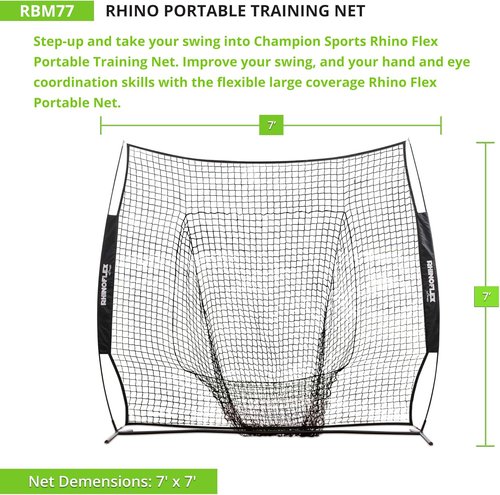 Champion Sports Baseball Softball Net - Portable Rhino Flex Pitching & Batting Training Net