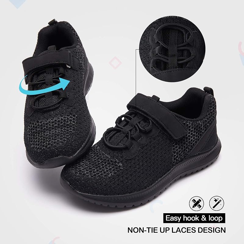 RUNSIDE Kids Lightweight Sneaker Shoes - A-Black+1 Big Kid Variation