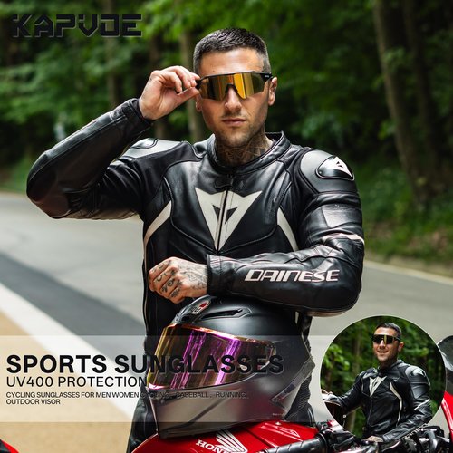 KAPVOE Cycling Glasses Men Women Sport Sunglasses UV Protection Mountain Bike Sunglasses MTB Bicycle Riding Glasses TR90 Frame Baseball Shades Running Triathlon Cycle Golf Gold