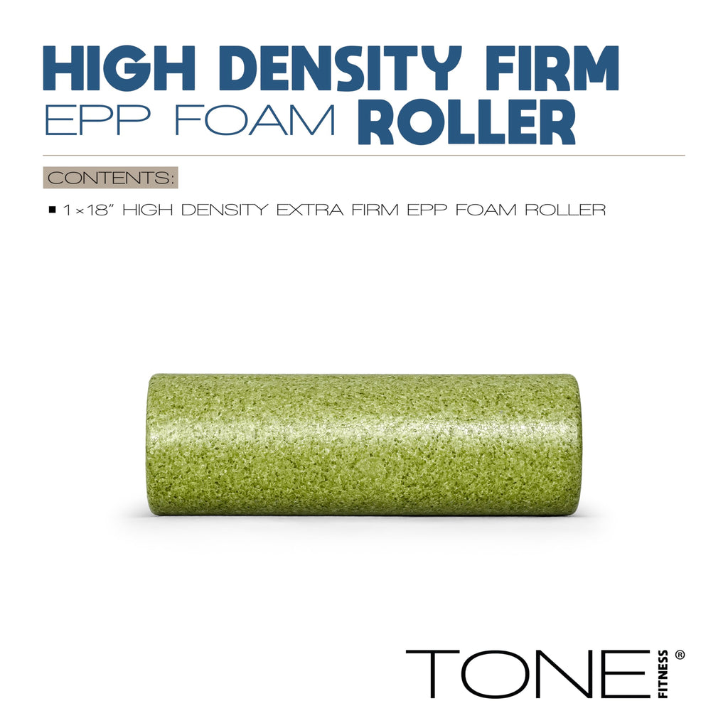 Tone Fitness High Density EPP Foam Exercise Foam Roller for Yoga, Pilates, Stretching, Massage, and Recovery 18 inch Green