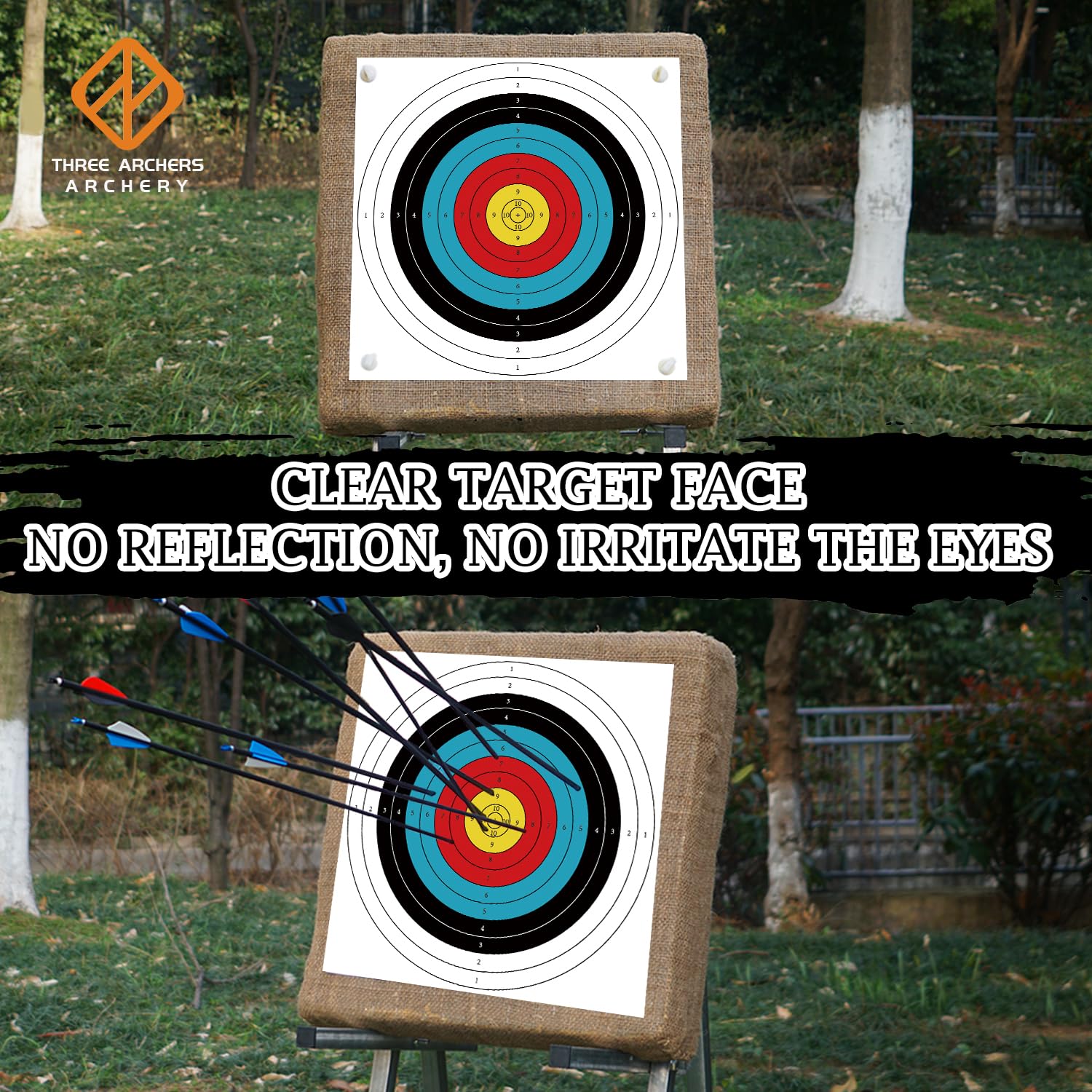 THREE ARCHERS Archery Targets Paper 20pcs Standard Archery Target for Backyard 23.6In 10 Ring Bow and Arrow Targets Face for Hunting & Shooting Archery Accessories for Target Practice