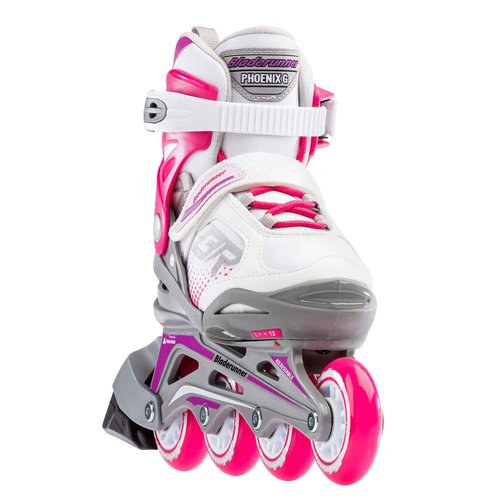 Bladerunner by Rollerblade Phoenix Girls Adjustable Fitness Inline Skate, White and Fuchsia, Junior, Value Performance Inline Skates, Youth Junior 1 to 4