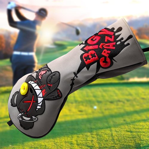 Big Crazy Golf Club Head Cover, Golf Head Covers, Funny Driver Headcover, Unqiue Hybrid Headcover, Fairway Wood Head Covers, Golf Blade Mallet Putter Cover, Gift Broken Bear
