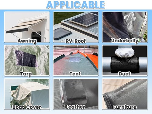 Heavy Duty Waterproof Repair Tape - UV-Proof Fabric Patch for Tents, RVs, Awnings & More | Black