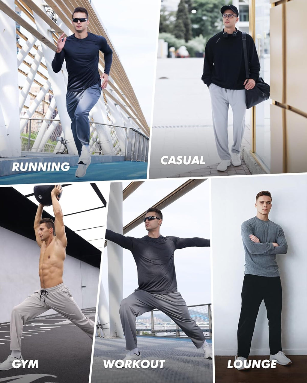 Skiennix Men's Sweatpants - Comfortable Mesh Open Bottom Joggers with Pockets | Loose Fit for Gym & Casual Wear