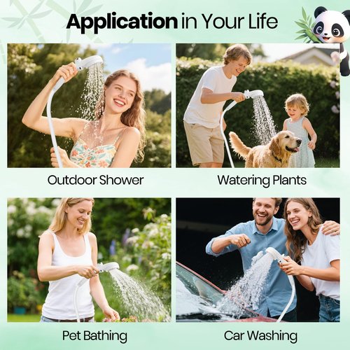 Barong Yekhna Portable Shower for Camping, 10500mAh Rechargeable Outdoor Shower with 3 Spray Modes, IPX7 Waterproof Camping Shower Pump for Hiking, Travel, Pet Bath, Car Washing