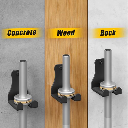 Jusgym Barbell Holder Wall Mount, Durable Olympic Barbell Hanger with Protective Pad, Space Saving Barbell Holder for Squat Rack, Home Gym and Garage, Holds Under 33mm Bar Size (2 Pieces)