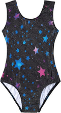 Domusgo Gymnastics Leotards - Sparkly Black One-Piece Tumbling Outfit for Girls 10-12 Years Old