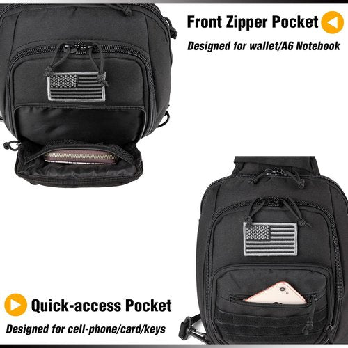 DBTAC Tactical Sling Bag - 8L Military Shoulder Chest Pack for Concealed Carry & Outdoor Use