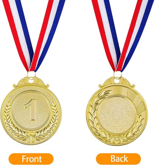 Award Medals | 1st, 2nd, 3rd Place Gold, Silver, Bronze Metal Medals with Neck Ribbon - 2 Inches
