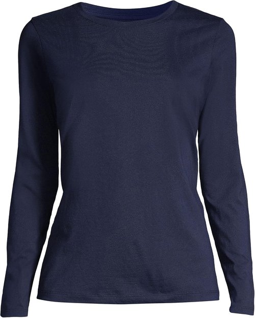 Lands' End Women's Supima Cotton Long Sleeve Crew Neck T-Shirt - Relaxed Fit, American-Grown