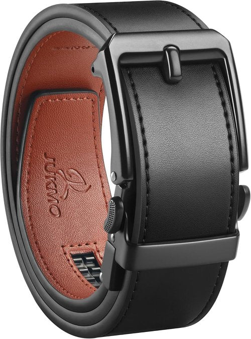 JUKMO Leather Ratchet Belt for Men - 1.5" (38mm) Adjustable Style in Gift Box