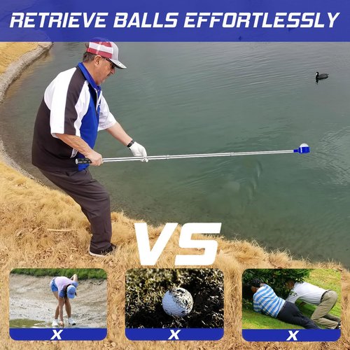 Melanther Golf Ball Retriever Telescopic 9FT – Stainless Steel Shaft, Unbreakable Nylon Head Retriever for Water, Golf Accessories & Ideal Gift for Men