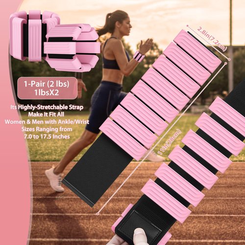 Wrist Ankle Weights for Women Men, Wearable Strong Arm & Leg Weights Set of 2(1LB Each), Adjustable Ankle Weights for Pilates, Walking, Running, Yoga, Workout, Gym