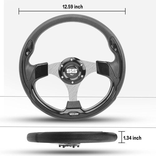 WEKANI Golf Cart Steering wheel for EZGO YAMAHA and Club Car Precedent Most Golf carts Black