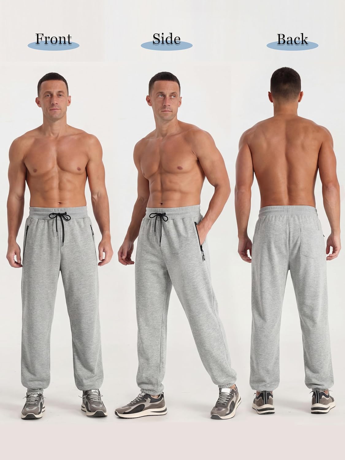 Skiennix Men's Athletic Joggers - 4 Pack with Zipper Pocket & Adjustable Drawstring | Comfortable Workout Pants