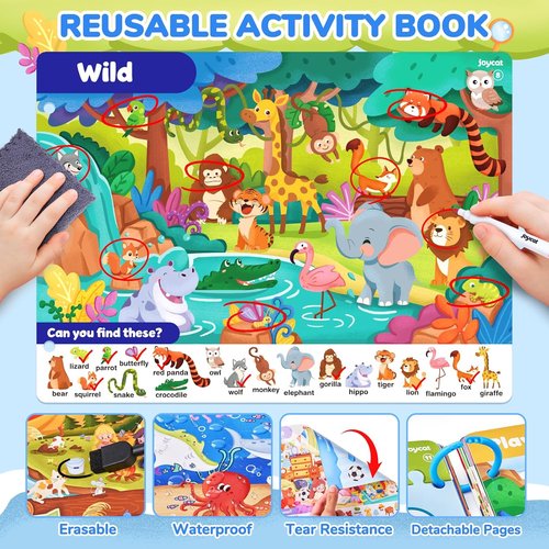 JoyCat Seek & Find Game Books - Engaging Preschool Learning Activity for Kids Ages 3-5 | Perfect Travel Toy for Road Trips and Airplanes