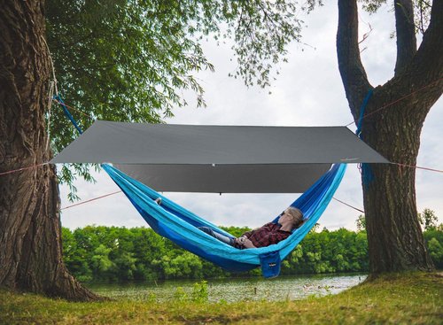 Unigear Hammock Rain Fly, 16.5/14.4/13.1/9.8ft Camping Tarp, UV Protection & Waterproof & Lightweight for Camping, Backpacking and Outdoor Adventure (Gray, 9.8 * 9.8ft)